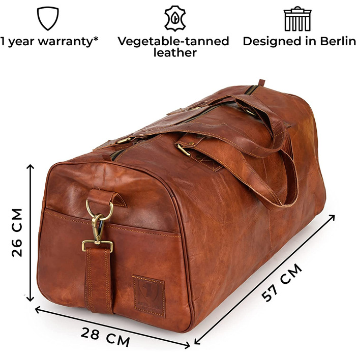 Дорожня шкіряна сумка Berliner Bags Oslo, коричнева, 45 л, для жінок і чоловіків