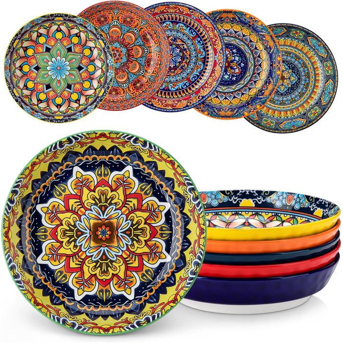 Набір десертних та сніданкових тарілок Vancasso KRVI, 6 шт, Ø 22 см, керамічні тарілки для тортів, пасти та закусок, підходять для мікрохвильової печі та посудомийки