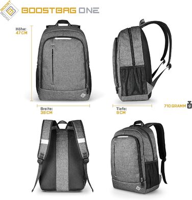 Міський рюкзак BoostBag One для ноутбука 15,6'', планшета та телефону, сірий – ідеальний для школи, роботи, навчання