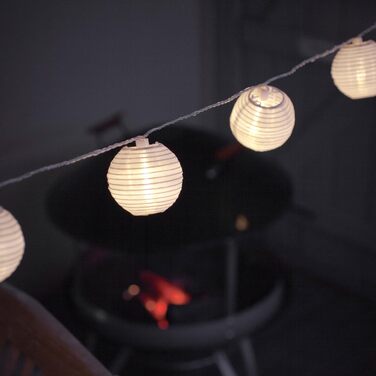 Гірлянда Lights4fun з 20 LED ліхтариками-лампіонами, тепле біле світло, для дому та вулиці, літній декор, балкон, з мережевим адаптером, у вінтажному стилі
