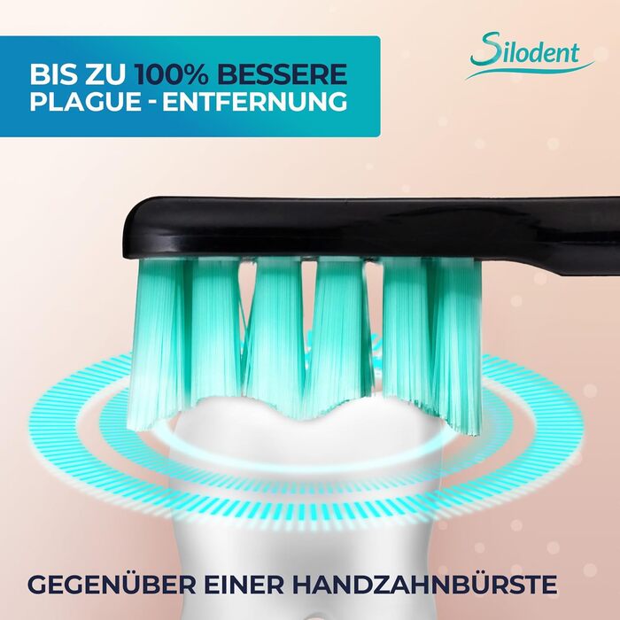 Електрична зубна щітка Silodent Midnight Blue з антисептичною щетиною. 5 програм, Power-батарея, чохол для подорожей. Тестовий лідер, 100 днів без ризику.