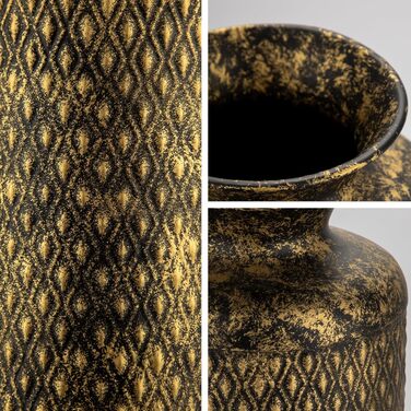 Ваза для квітів Blumenvase золота 40 см, металева декоративна ваза з білим візерунком для сухоцвітів, букетів, на стіл, в офіс