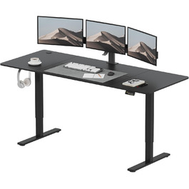 Електричний стіл SANODESK 200x80 см, регульований по висоті, ергономічний комп'ютерний стіл для роботи стоячи й сидячи з пам'яттю положень, чорний