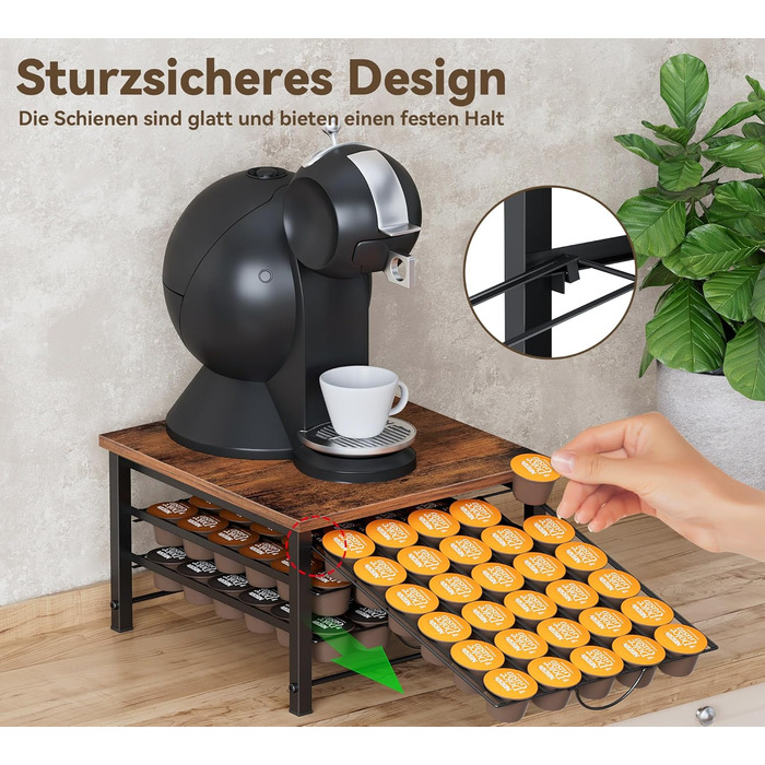 Тримач для капсул кави Dolce Gusto, металева висувна шафа для 90 капсул, з тихими направляючими та антиковзними ніжками