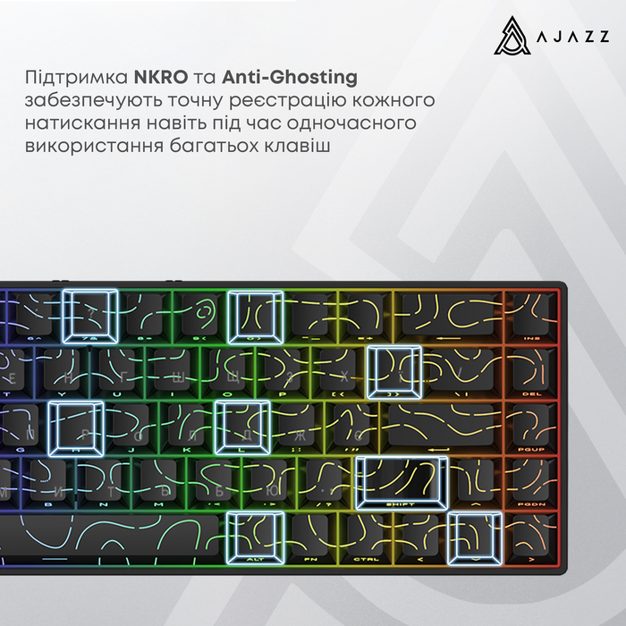 Ігрова магнітна клавіатура Ajazz AK680 V2 Ice Island Magnetic Switch (AK680-V2-I-GB)
