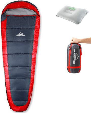 Спальний мішок MOUNTREX ультралегкий та компактний 850г, літній, мумія 205x75см, для підлітків і дорослих, з бонусною подушкою, для туризму та кемпінгу