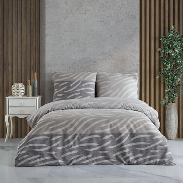 Комплект постільної білизни з бавовни Prime Grey: підковдра 200x220 см та 2 наволочки 80x80 см, дихаюча та м'яка, з блискавкою, сертифікат Oeko-TEX, сірий колір