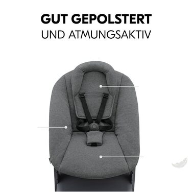 Дитячий стільчик Hauck Alpha Newborn Set Plus Dark Grey - з новонародженим вкладишем, до 90 кг, 5-точкова система кріплення, захисний бар'єр