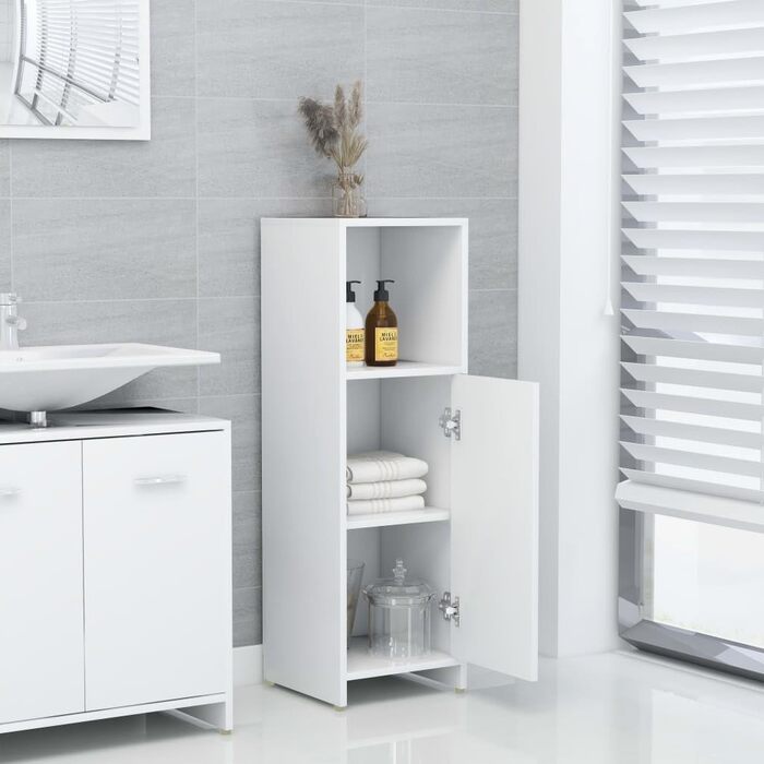 Шафа для ванної vidaXL, 3 відділення, 1 дверцята, білий, 30x30x95 см, ДСП