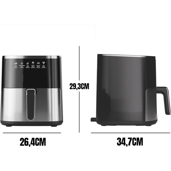 Аерофритюрниця HEINRICHS XXL 9L 10-в-1 з LED-дисплеєм та сенсорним керуванням, потужність 1800W, кошик, що миється в посудомийній машині