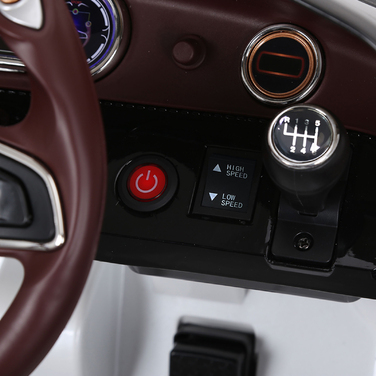 Дитячий електромобіль Bentley GT ліцензійна модель з пультом дистанційного керування, 2 x 390 двигуни, білий колір, розміри 108 x 60 x 43 см