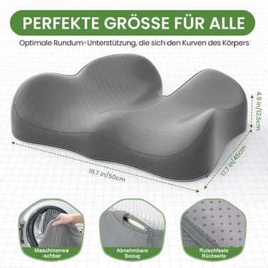 Подушка для сидіння з піни Memory Foam A-Pce: для офісного крісла, дому та авто, ергономічна, сіра