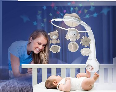 Музичний мобіль-проектор Infantino 3-в-1: для ліжечка та столика, з мелодіями, звуками природи та нічником (Сірий)