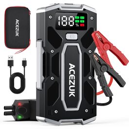 Пусковий пристрій ACEZUK 7000A для автомобіля та мотоцикла (бензин до 10.0л, дизель до 8.0л), портативний бустер з LCD-дисплеєм, LED-ліхтарем та портом QC3.0, модель M02-IT