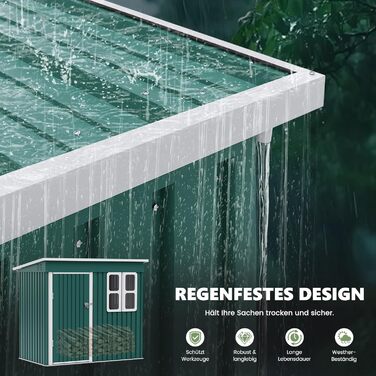 Металевий садовий будинок UDPATIO 222x132x190 см з вікном, дверима та вентиляцією, зелений. Гараж для велосипедів, сарай для інструментів, водонепроникний