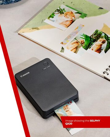 Canon Selphy QX20: Портативний фотопринтер для смартфонів. Друк через Wi-Fi, термосублімація, 2 розміри наклейок, зарядка USB-C. Колір: теракота (без чорнил/паперу)