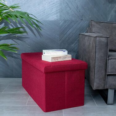 Складана пуф-скриня INTIRILIFE 76x38x38 см, сірий фетр, з кришкою та відділенням для зберігання – тканинний пуф-куб, підставка для ніг, складаний бокс для речей