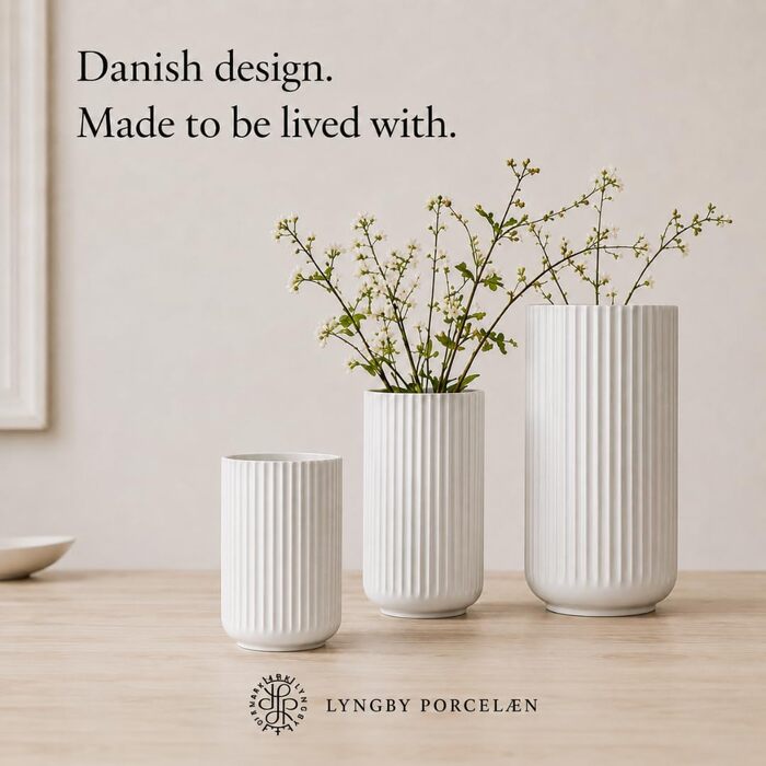 Ваза Lyngby Porcelæn H20.5 см біла – класичний данський дизайн