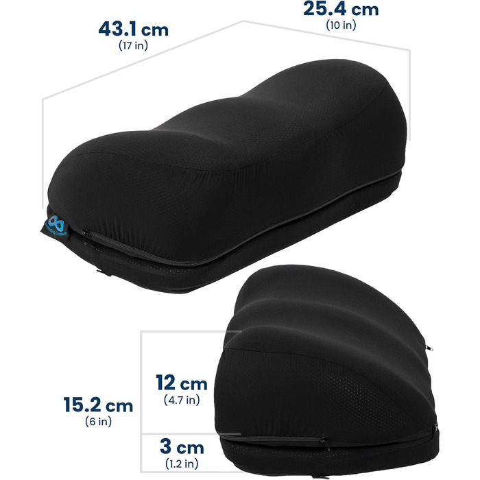 Підставка для ніг під стіл Everlasting Comfort FootCloud з ефектом пам'яті (Memory Foam), регульована по висоті, з масажною поверхнею та знімним чохлом, чорна