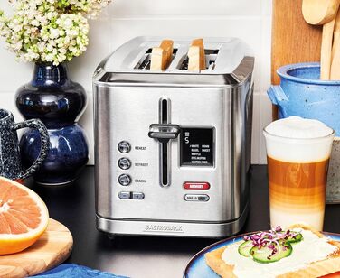Тостер електричний GASTROBACK Design Toaster Digital 2S, нержавіюча сталь, 2 відділення, 7 програм, LCD-дисплей, 800 Вт, сріблястий