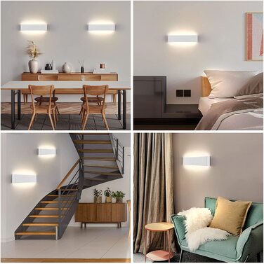 Світильник настінний LED Lightess 16W для сходів, білий, IP44, алюміній, холодне світло, сучасний дизайн для вітальні, спальні, коридору