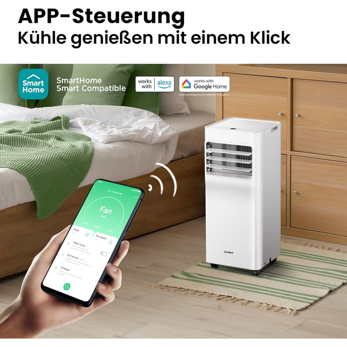 Мобільний кондиціонер Comfee Breezy Cool Pro 2.0 7000 BTU/2.0kW з Wi-Fi, охолодження, вентиляція, осушення – для кімнат до 25 м²