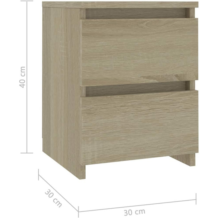 vidaXL Комплект з 2 тумбочок з 2 шухлядами, дуб сонома, 30x30x40 см, ДСП, приліжкові тумби для спальні