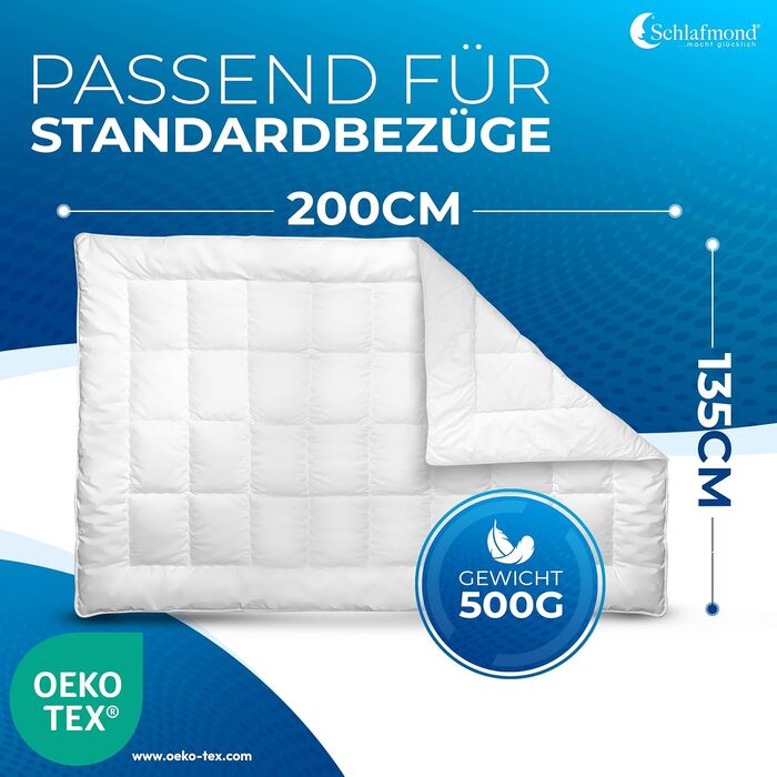 Всесезонна ковдра Schlafmond Medicus Clean 200x200 см, гіпоалергенна з терморегуляцією, бавовняна стібана ковдра, Made in Germany