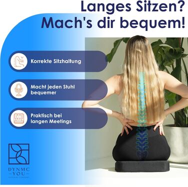 Подушка для стільця DYNMC Keilkissen – ортопедична, чорна, для офісу та дому. Підвищує комфорт, розроблена з фізіотерапевтом, для дорослих