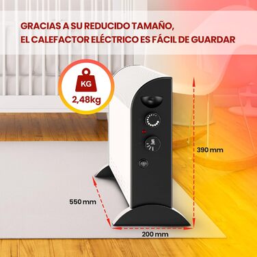 Конвектор Extralink LCV-06 2000Вт з термостатом і вентилятором, 3 режими, компактний, захист від перегріву