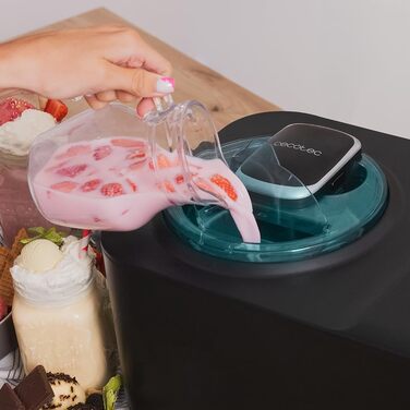 Машина для приготування морозива Cecotec Gelacy 1200 Touch, 1,2 л, чорний. Електрична, з компресором, сенсорний дисплей, швидке заморожування за 30 хвилин
