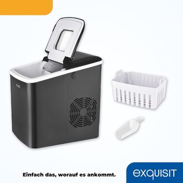 Машина для льоду Exquisit EM 6002, 1,8 л, чорна, без підключення води, тиха, виробництво льоду за 7 хвилин, LED індикація