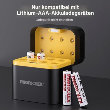 Набір акумуляторів PHOTOOLEX AAA Li-ion 1300mWh (8 шт.) з зарядним пристроєм, перезарядні літієві батарейки