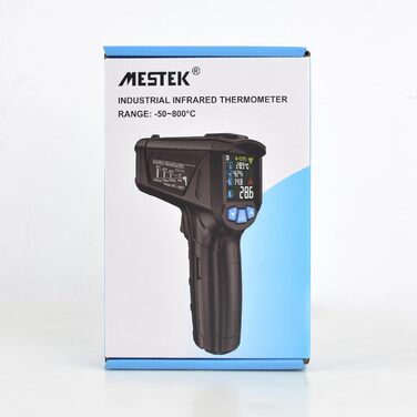 Інфрачервоний термометр-пірометр MESTEK з лазером і K-термопарою, безконтактний, LCD-дисплей, діапазон -50°C...+800°C, сигналізація, регулювання емісії, для кухні