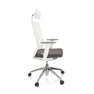 Офісне крісло / Крісло з поворотним механізмом ASPEN WHITE PRO з сітчастою спинкою (прозорий матеріал) / сіре сидіння hjh OFFICE