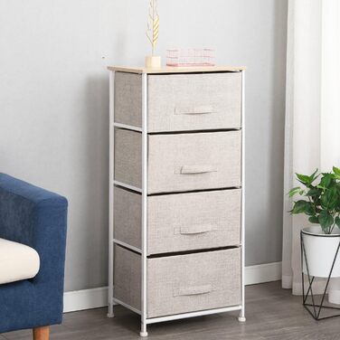 Комод для зберігання sogesfurniture з 4 тканинними ящиками, універсальна шафа-органайзер для коридору, спальні, передпокою, 45x30x94 см, бежевий