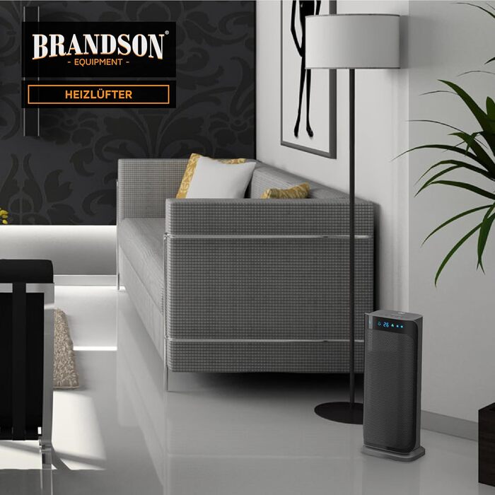 Керамічний обігрівач Brandson 2000W з дистанційним керуванням, тихий, енергозберігаючий, з холодним режимом, двома рівнями потужності та осциляцією, для офісу, вітальні, спальні, чорний