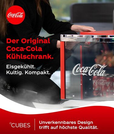 Міні-холодильник для напоїв °CUBES Original Red (48л) зі скляноюю дверцятою, енергоефективний та безшумний, для офісу, геймінгу та вечірок