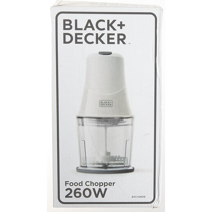 Подрібнювач BLACK+DECKER BXCH260E, 260 Вт, 500 мл, 2 швидкості, нержавіюча сталь, білий, для змішування та подрібнення, з кришкою для зберігання