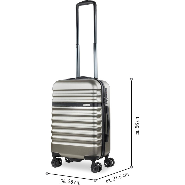 Валіза Bugatti Corium з жорстким корпусом 56x38x21,5 см, 30 л, 4 колеса, TSA-замок, шампань