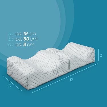 Подушка для шиї з піни Memory Foam Bestlivings (30x35x9 см) з антимікробним чохлом Silver Protect - Öko-Tex, для сну та підтримки спини