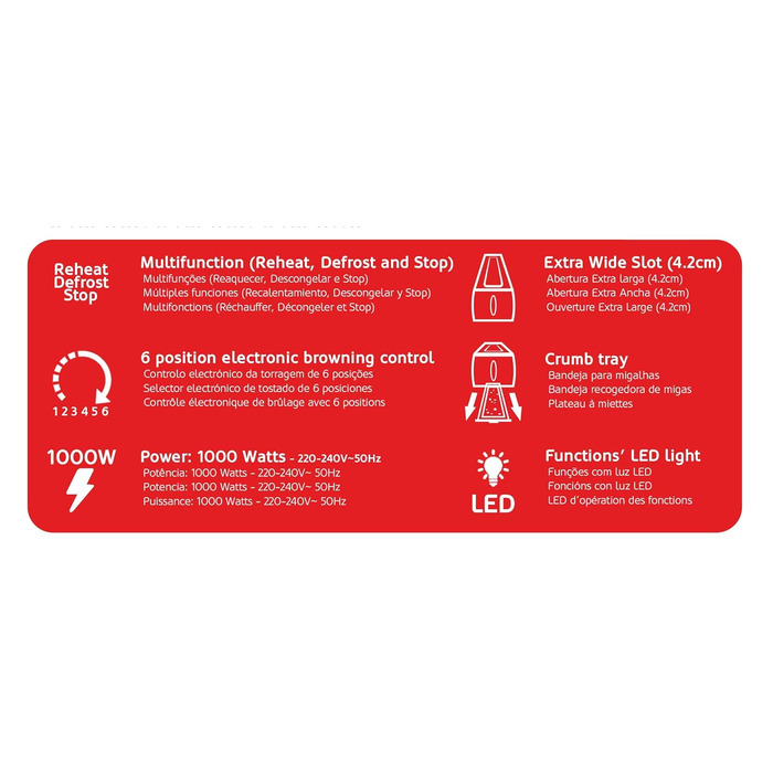 Тостер HAEGER Dark Sun 1000 Вт, багатофункціональний, 6 режимів, 2 слоти, відсік для крихт, чорний