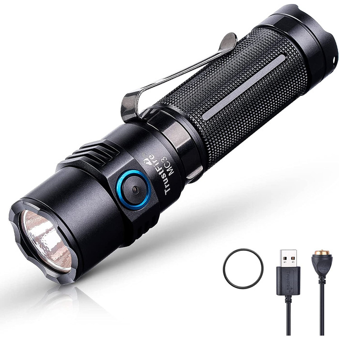 TrustFire LED ліхтарик MC3, надяскравий 2500 люмен, тактичний, IP68, акумулятор 21700, 5 режимів, міні-ліхтарик для полювання та надзвичайних ситуацій, чорний