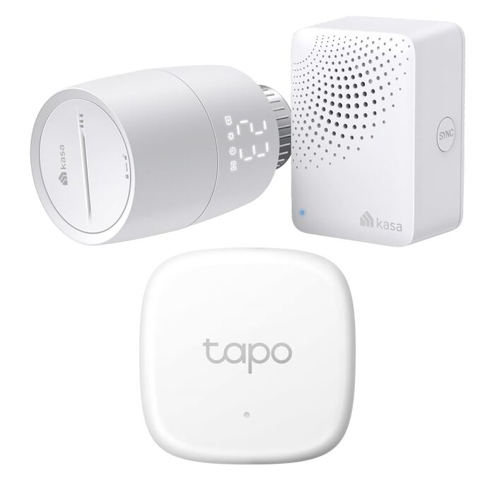 Комплект TP-Link Kasa Smart: розумний термостат для радіатора KE100 KIT та смарт-датчик температури та вологості Tapo T310