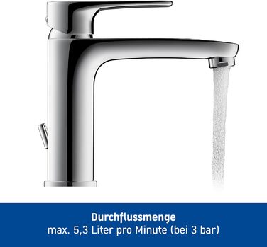 Змішувач для ванної кімнати Duravit B.1, висота виливу 110 мм, керамічна картридж, хром (з комплектом для зливу з тягою)