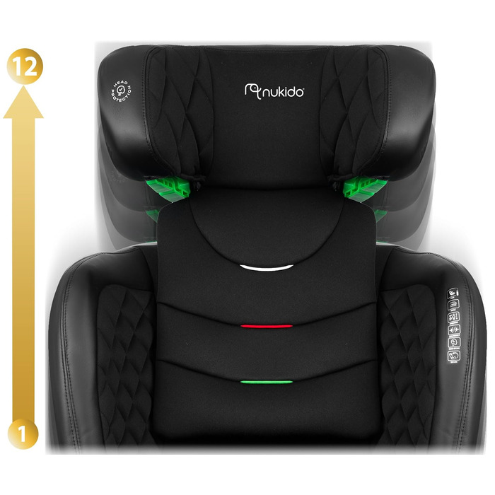 Автокрісло Nukido 15-36 кг, ISOFIX, регулювання підголівника та нахилу, чорний
