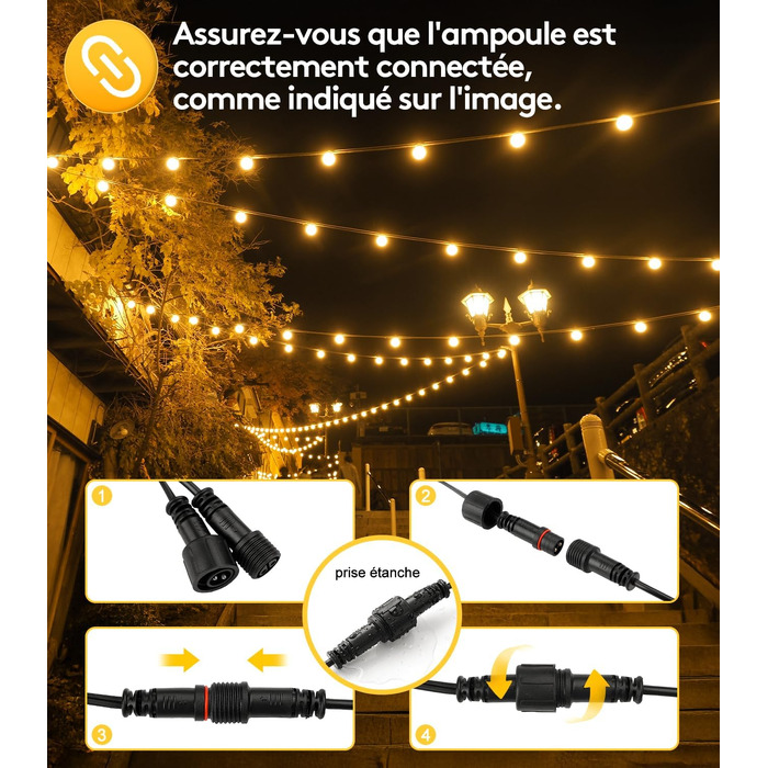LED гірлянда вулична 30м G40 з пультом, IP44 для саду, тераси, веранди