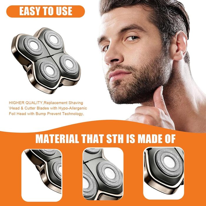 Запасні леза для електричної бритви Skull Shaver Carver PRO (4 шт.) — гіпоалергенні змінні голівки для гоління голови, чоловічі та жіночі