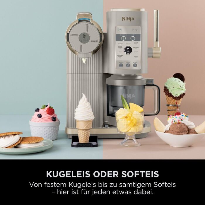 Ninja CREAMi Ice Cream Maker Stone Gold NC701EUSTGD: 13 функцій, 2 контейнери для морозива, сорбету, шейків