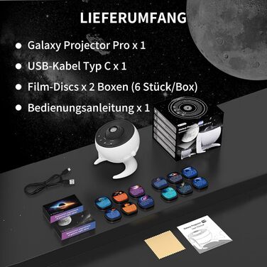 Проектор зоряного неба FlyEagle Galaxy — нічник-проектор зірок на стелю, білий